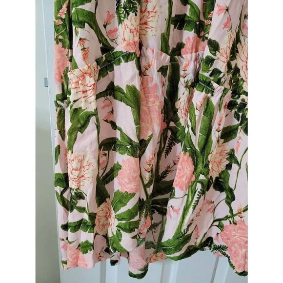 Agua Bendita x Target Womens XL Peony Print Tie-Front Midi Dress Blush/Olive XXL - Picture 12 of 12